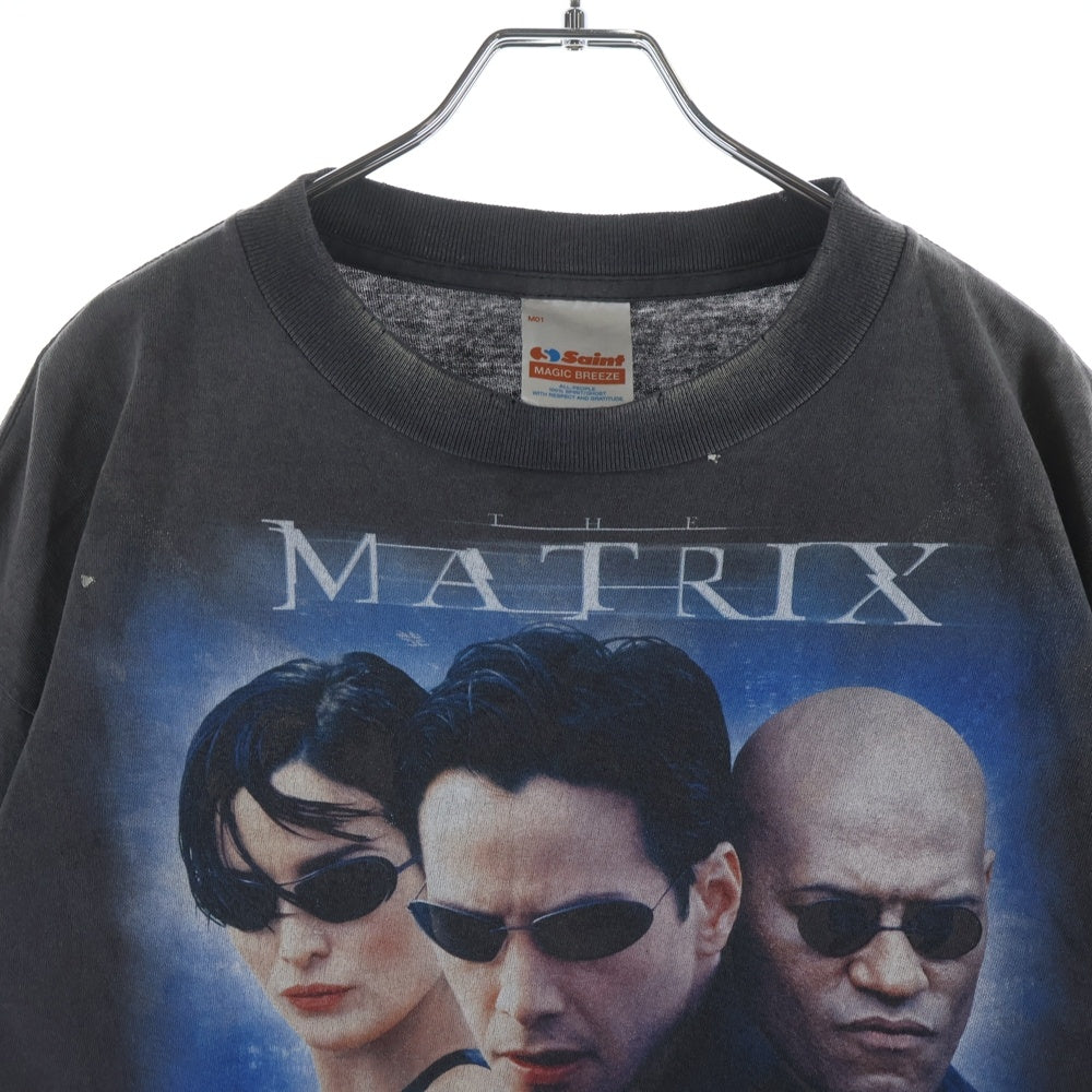 SAINT MICHAEL(セントマイケル) MATRIX ヴィンテージ加工 マトリックス ムービー半袖Tシャツ カットソー SM-HR1-0000-C41 ブラック