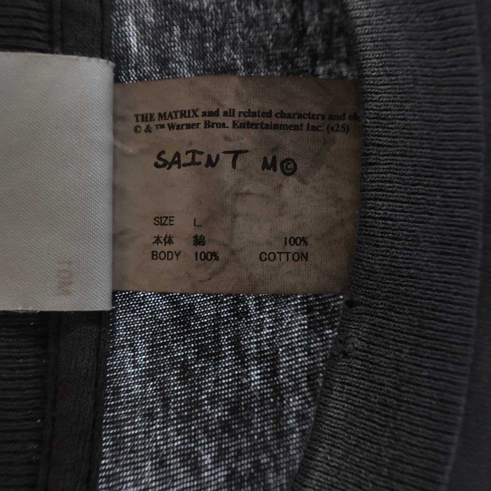 SAINT MICHAEL(セントマイケル) MATRIX ヴィンテージ加工 マトリックス ムービー半袖Tシャツ カットソー SM-HR1-0000-C41 ブラック
