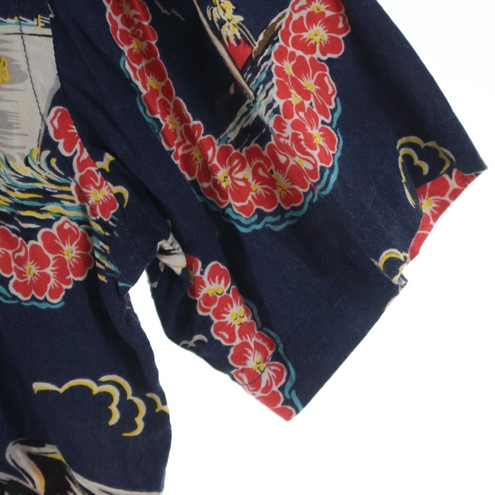 RRL(ダブルアールエル) Tropical Print Camp Shirt トロピカル キャンプシャツ 半袖 ネイビー