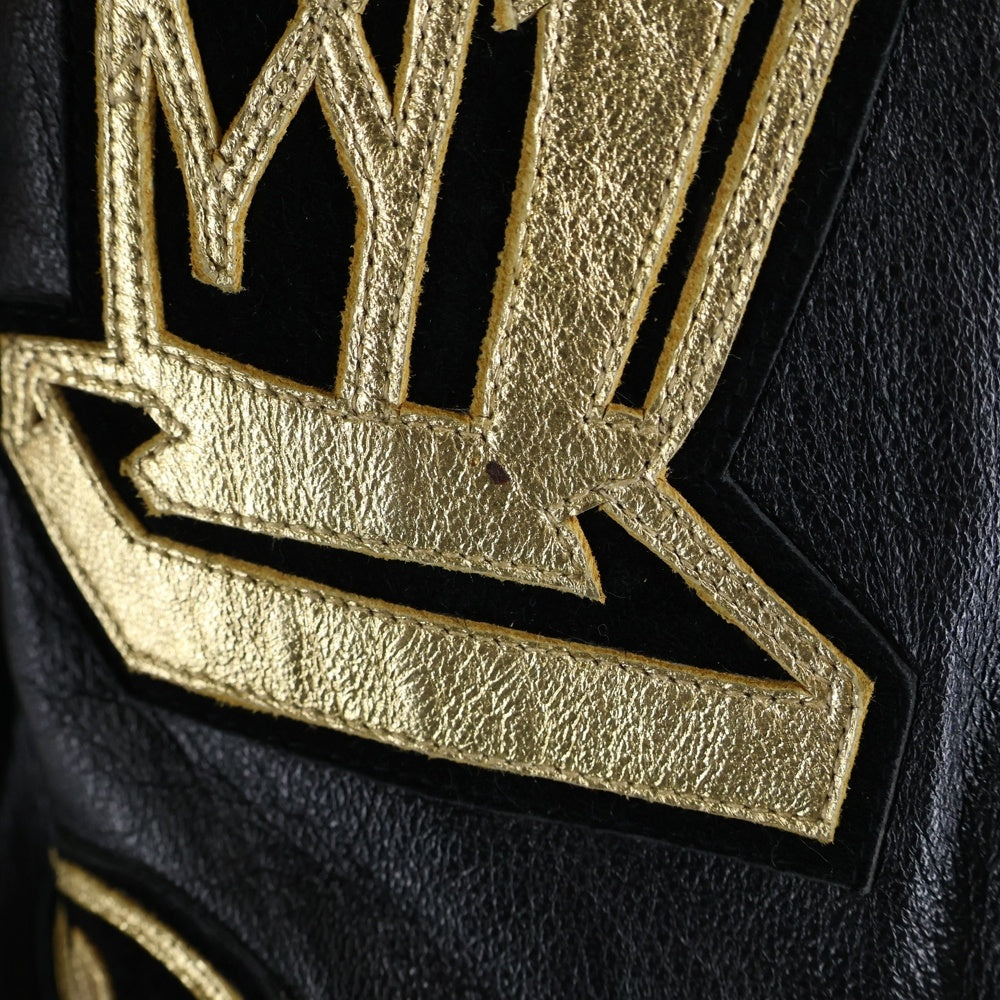 JEFFHAMILTON(ジェフハミルトン) ×NBA ChicagoBulls Champions Leather Jacket シカゴブルズ 優勝記念 レザージャケット ブラック