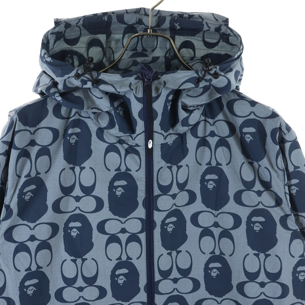 A BATHING APE(アベイシングエイプ) ×COACH WINDBREAKER 001LJH731901C ×コーチ ウィンドブレーカー ナイロンジャケット グレー