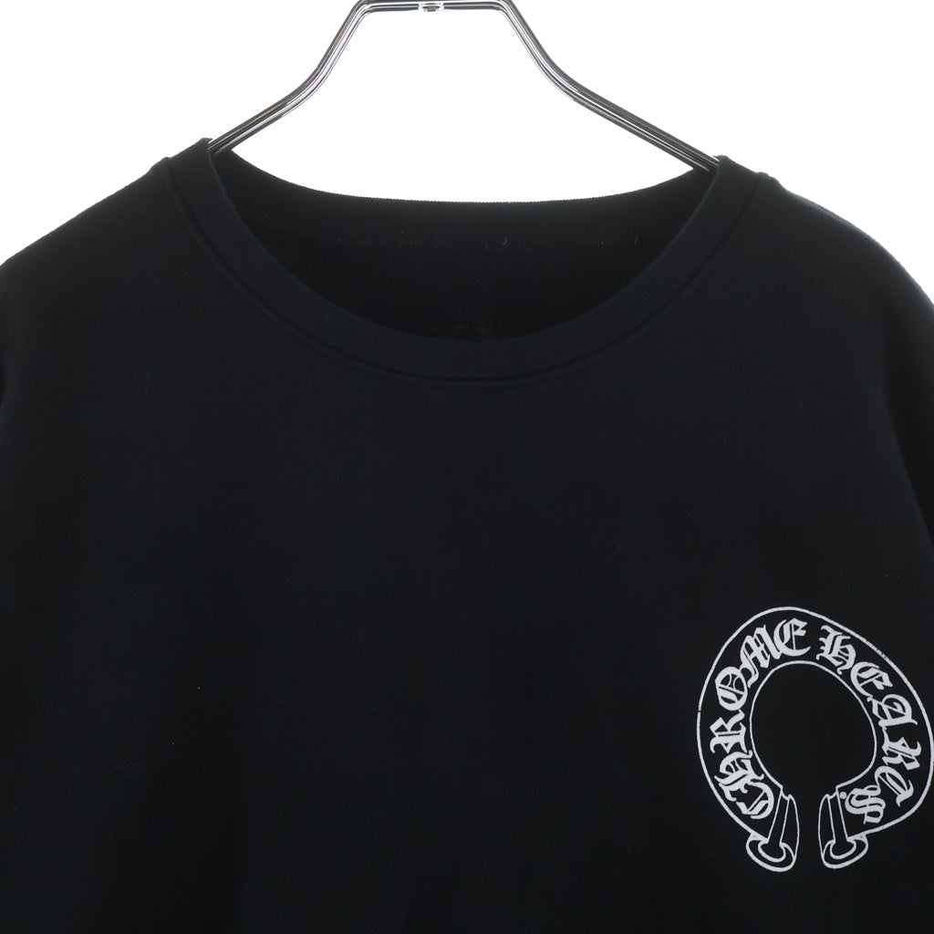CHROME HEARTS(クロムハーツ) Horseshoe Arm Floral Cross L/S Sweatshirt ホースシュー アームフローラルクロス クルーネック スウェットトレーナー ブラック Lサイズ