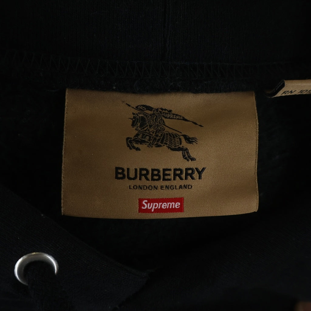 SUPREME(シュプリーム) 22SS×BURBERRY Box Logo Hooded Sweatshirt バーバリー ボックスロゴ スウェットプルオーバーパーカー ブラック