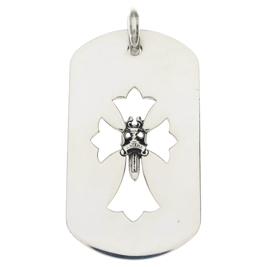 CHROME HEARTS(クロムハーツ) D TAG LRG CROSS DAGG カットアウトクロスダガー ラージドッグタグ ネックレストップ シルバー
