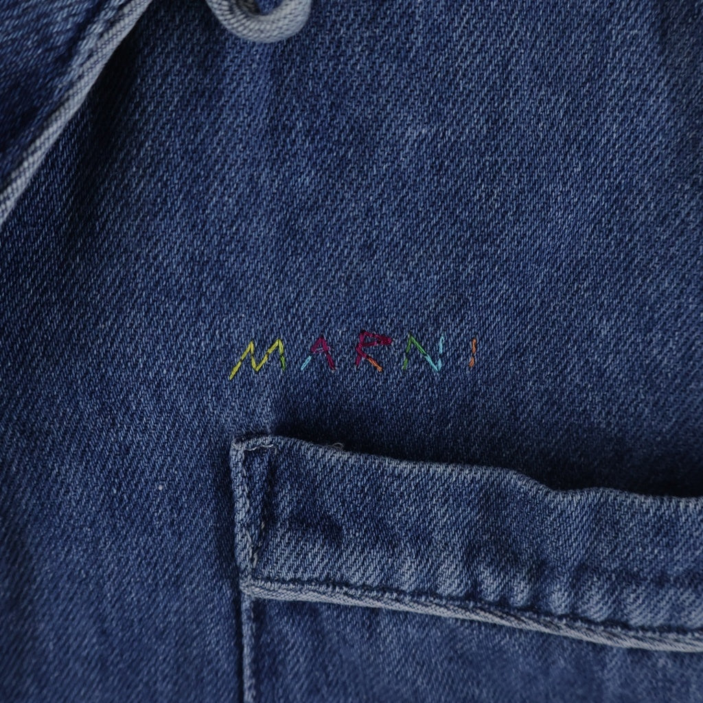 MARNI(マルニ) 23SS フロントロゴ刺繍 半袖デニムシャツ CUJU0017IS USCV22 インディゴ