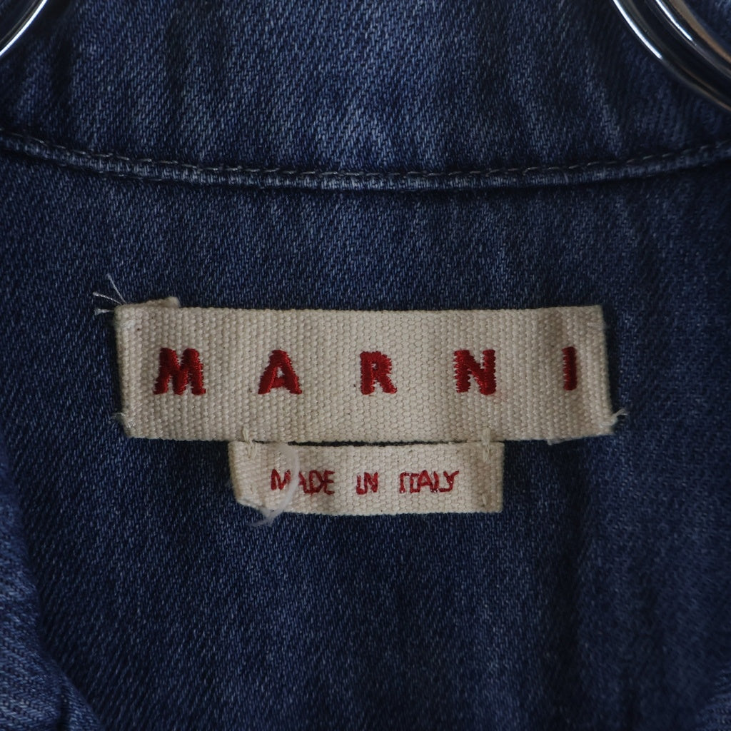 MARNI(マルニ) 23SS フロントロゴ刺繍 半袖デニムシャツ CUJU0017IS USCV22 インディゴ