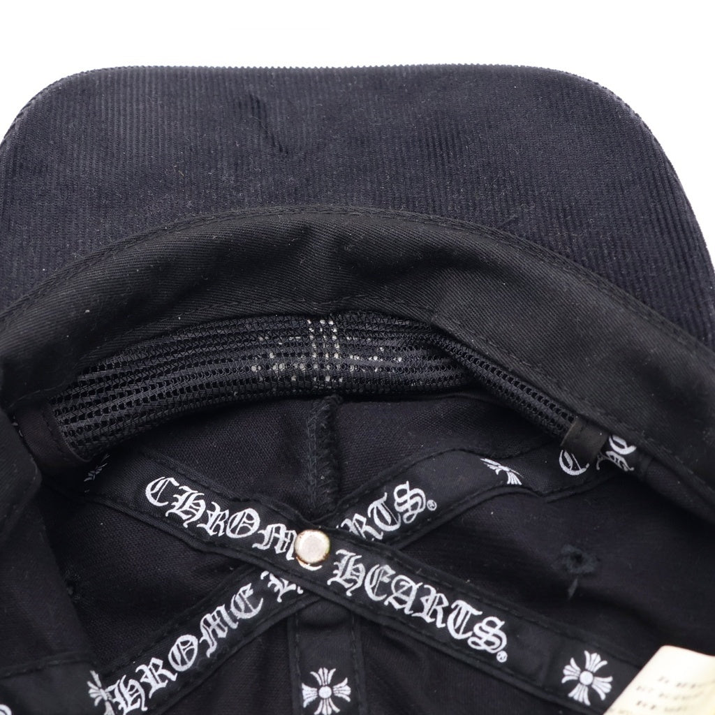 CHROME HEARTS(クロムハーツ) ヴァインダガー 刺繍 コーデュロイ キャップ 帽子 メンズ ブラック/シルバー