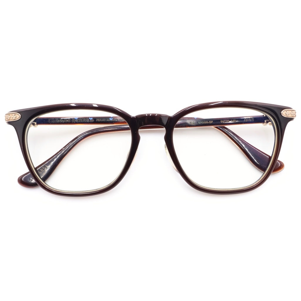 CHROME HEARTS(クロムハーツ) GISS CHクロスモチーフ ウェリントン メガネ アイウェア ブラウン/ゴールド BK-GP 54□20-149