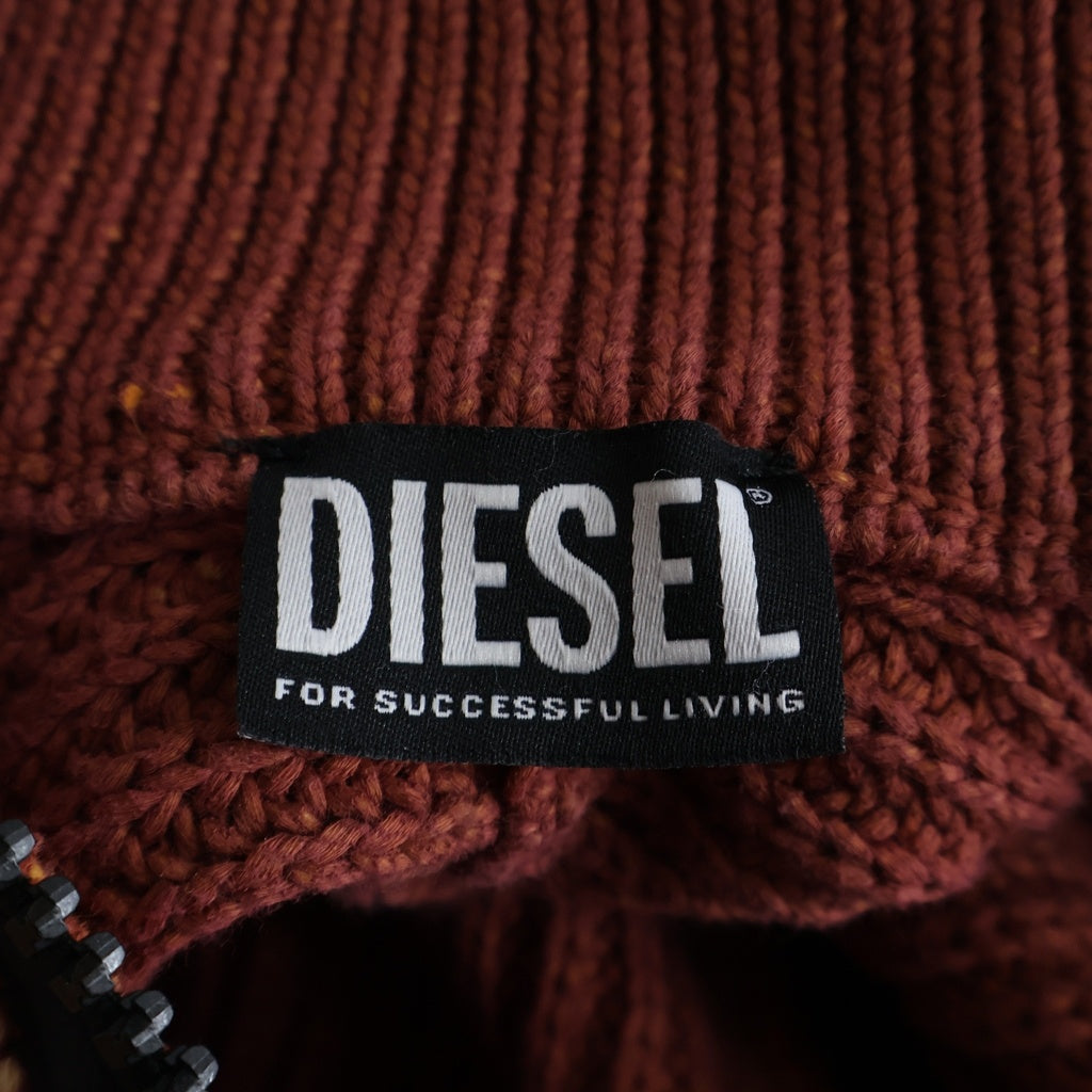 DIESEL(ディーゼル) ドライバーズニット ジップアップ ダメージ加工 オレンジ サイズS A04068 0QDAJ
