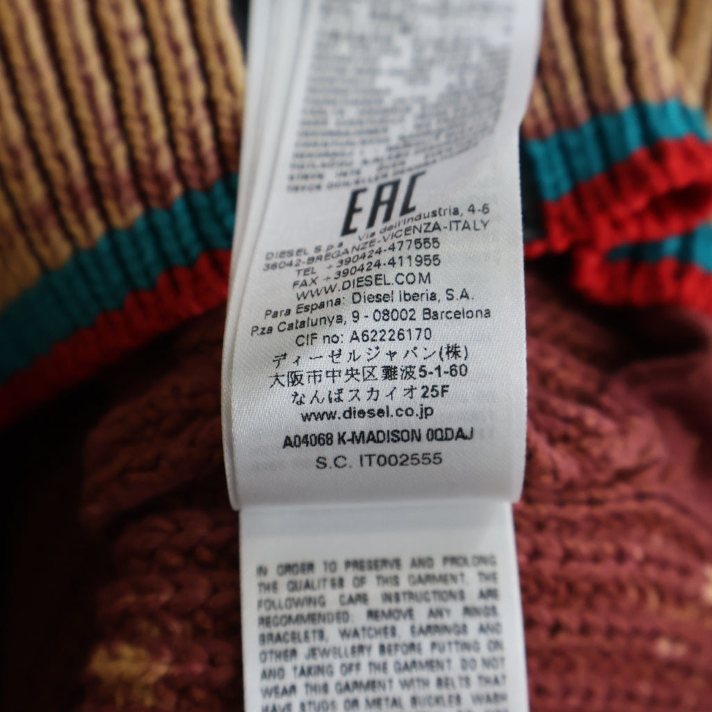 DIESEL(ディーゼル) ドライバーズニット ジップアップ ダメージ加工 オレンジ サイズS A04068 0QDAJ