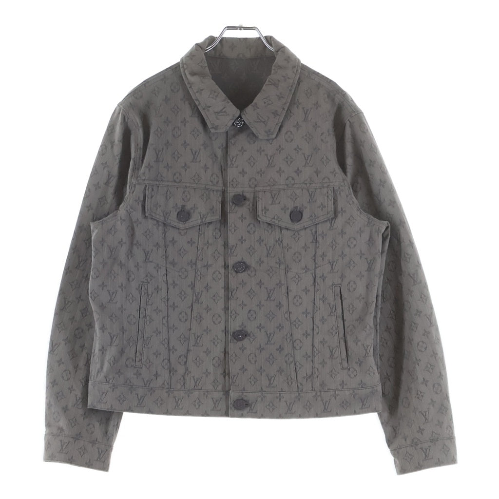 LOUIS VUITTON(ルイヴィトン) ロゴボタン フラップポケット モノグラム デニムジャケット グレー サイズ48 RM211Q QJQ HHA21W