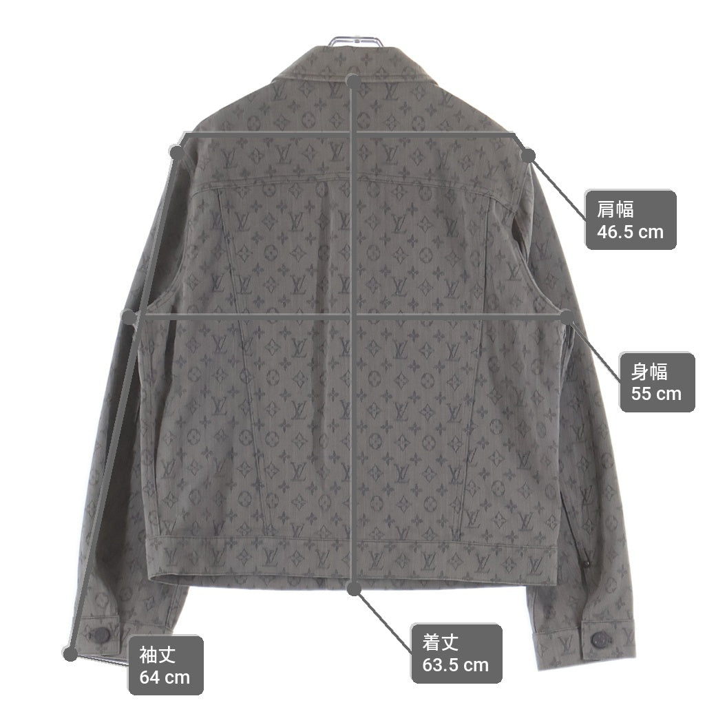 LOUIS VUITTON(ルイヴィトン) ロゴボタン フラップポケット モノグラム デニムジャケット グレー サイズ48 RM211Q QJQ HHA21W