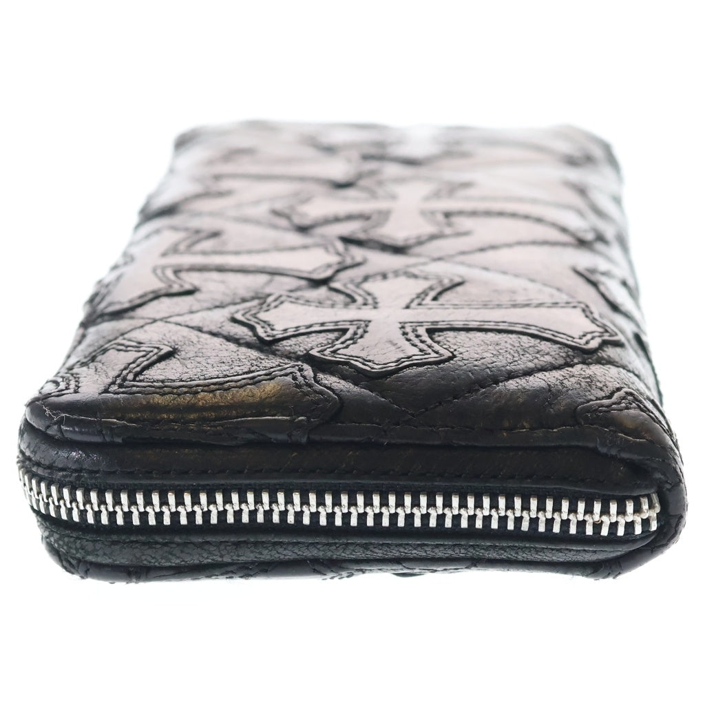 CHROME HEARTS(クロムハーツ) REC F ZIP QUILTED セメタリークロスキルティング デストロイレザー 財布