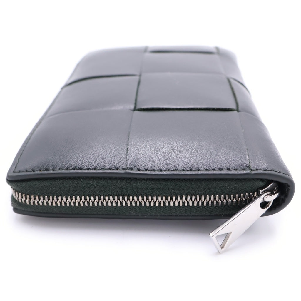 BOTTEGA VENETA(ボッテガヴェネタ) カセットジップ アラウンド ウォレット レザー 長財布 ダークグリーン