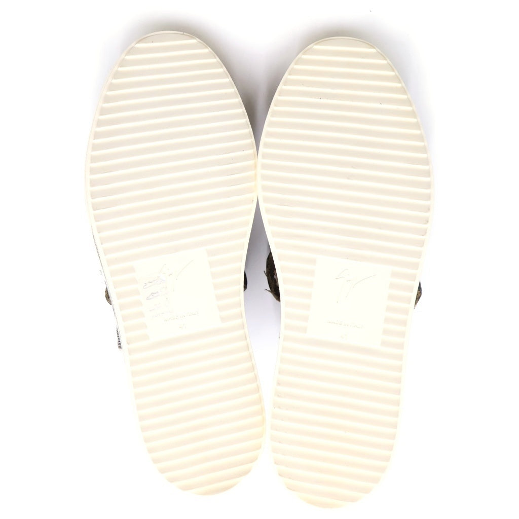 GIUSEPPE ZANOTTI(ジュゼッペ ザノッティ) スタッズ付き レザータン サイドジップ ハイカットスニーカー シューズ カーキ