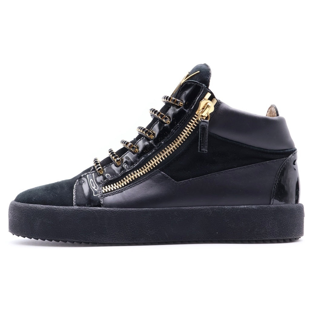 GIUSEPPE ZANOTTI(ジュゼッペ ザノッティ) ビジュー付 サイドジップ ハイカットスニーカー シューズ ブラック/ゴールド