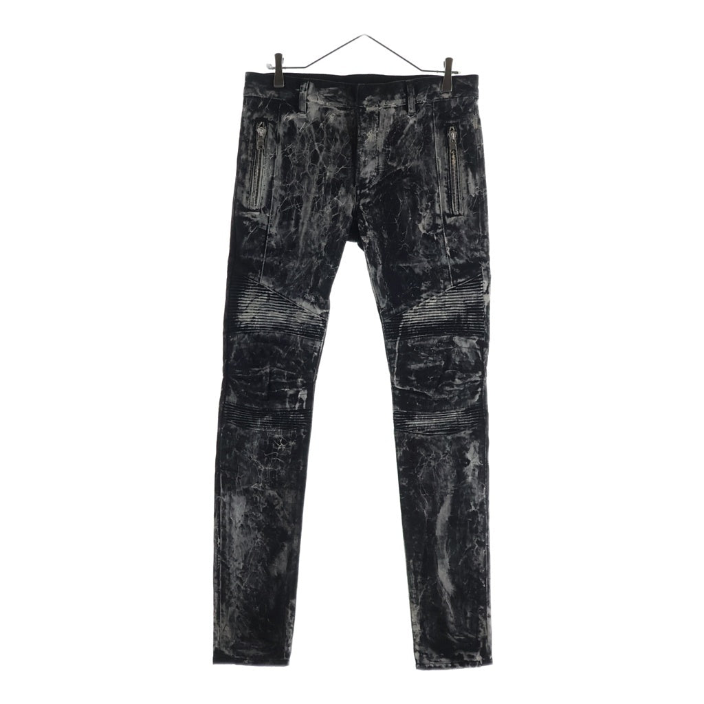 BALMAIN(バルマン) バイカー 蛇腹 ダメージ加工 スリム デニムパンツ 