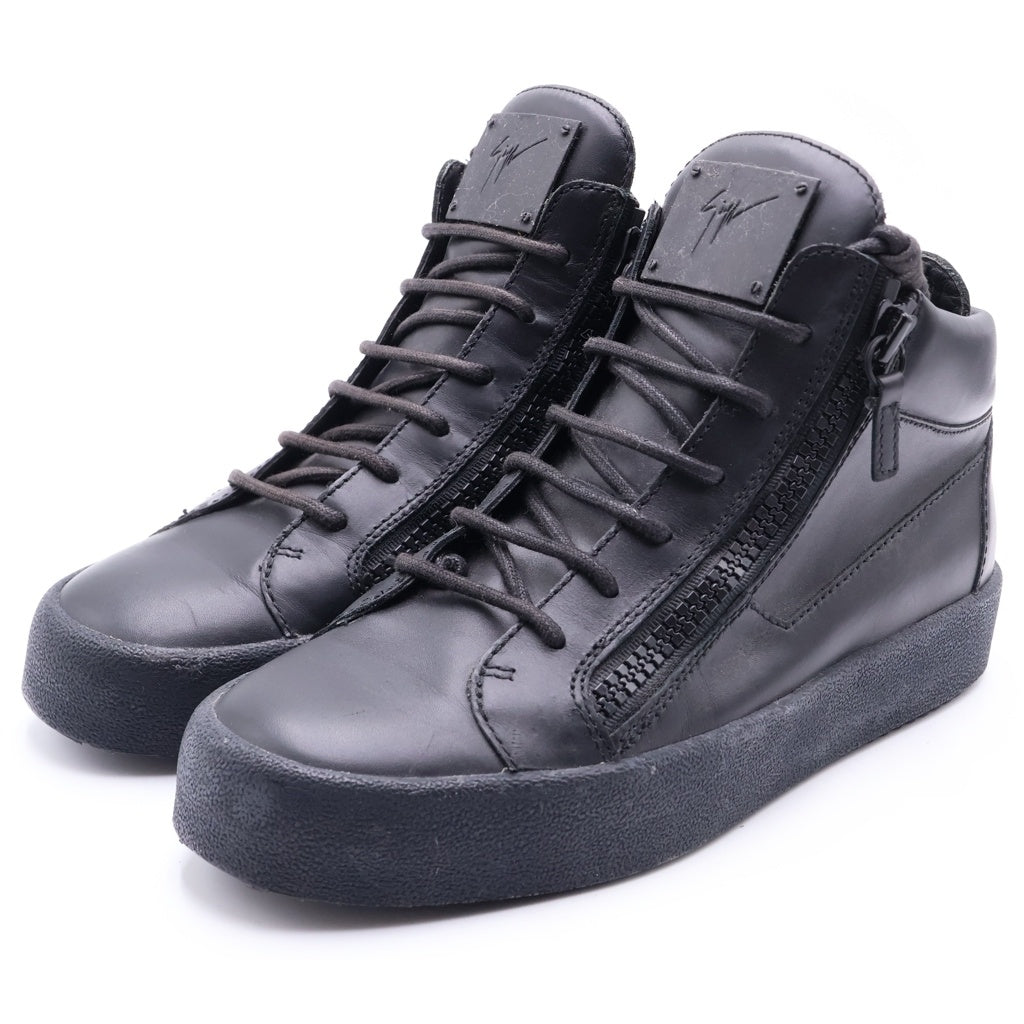 GIUSEPPE ZANOTTI(ジュゼッペ ザノッティ) Kriss レザー サイドジップ ハイカット スニーカー シューズ ブラック