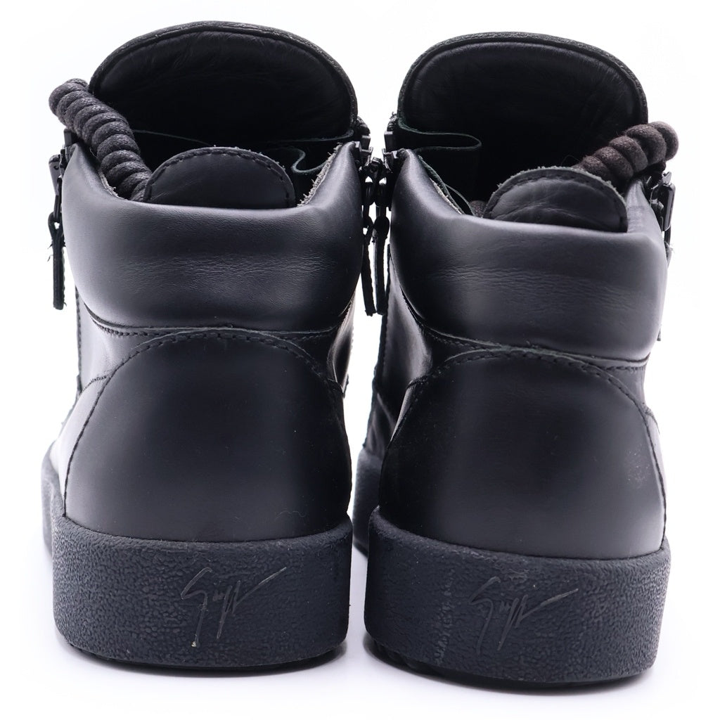 GIUSEPPE ZANOTTI(ジュゼッペ ザノッティ) Kriss レザー サイドジップ ハイカット スニーカー シューズ ブラック