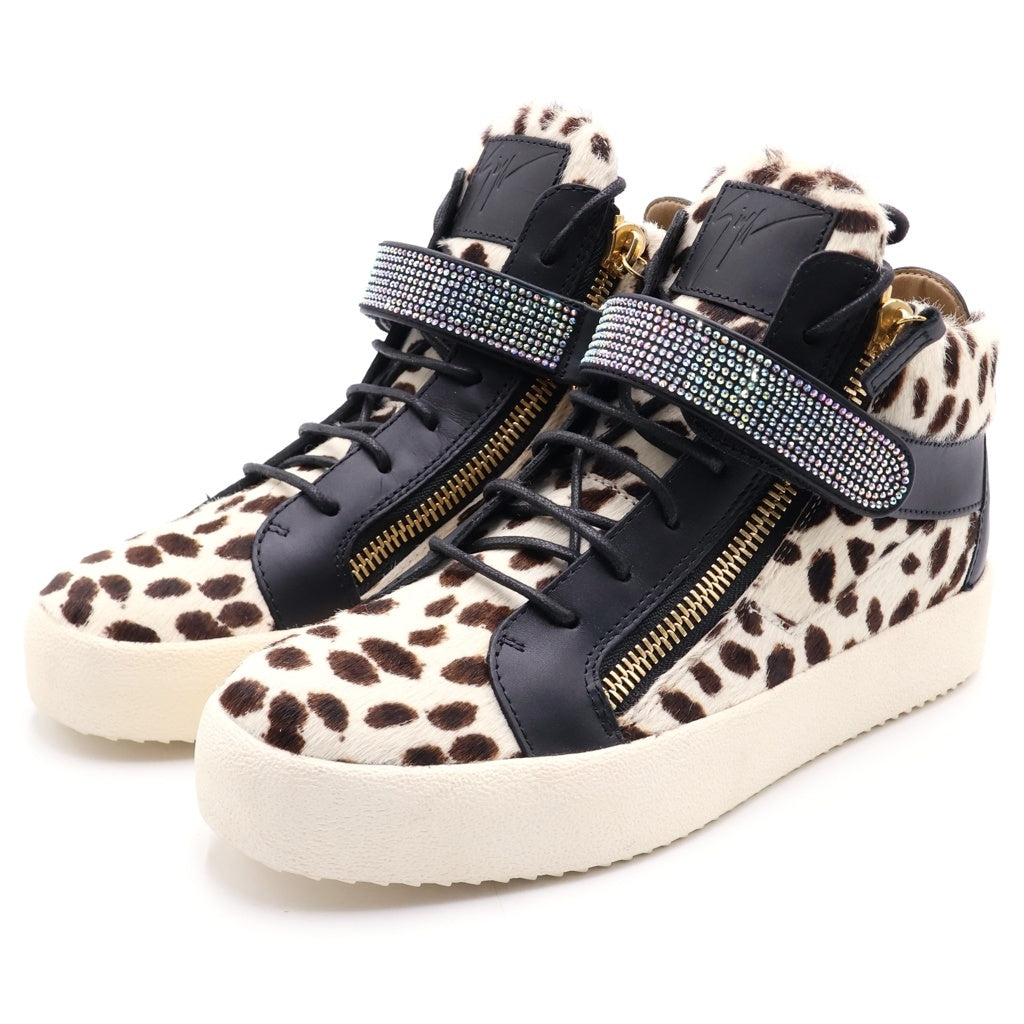 GIUSEPPE ZANOTTI(ジュゼッペ ザノッティ) カーフレザー サイドジップ ハイカットスニーカー シューズ ハラコ マルチ