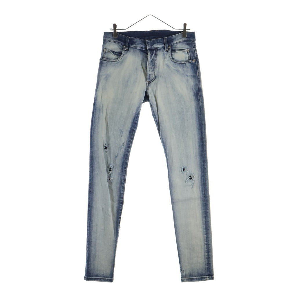 BALMAIN(バルマン) ダメージ加工 ストレッチ デニム スキニーパンツ インディゴ S8H9008T007U