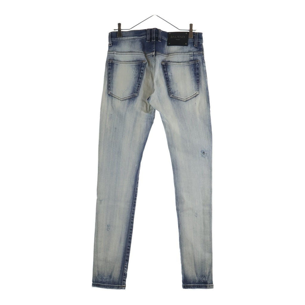 BALMAIN(バルマン) ダメージ加工 ストレッチ デニム スキニーパンツ インディゴ S8H9008T007U