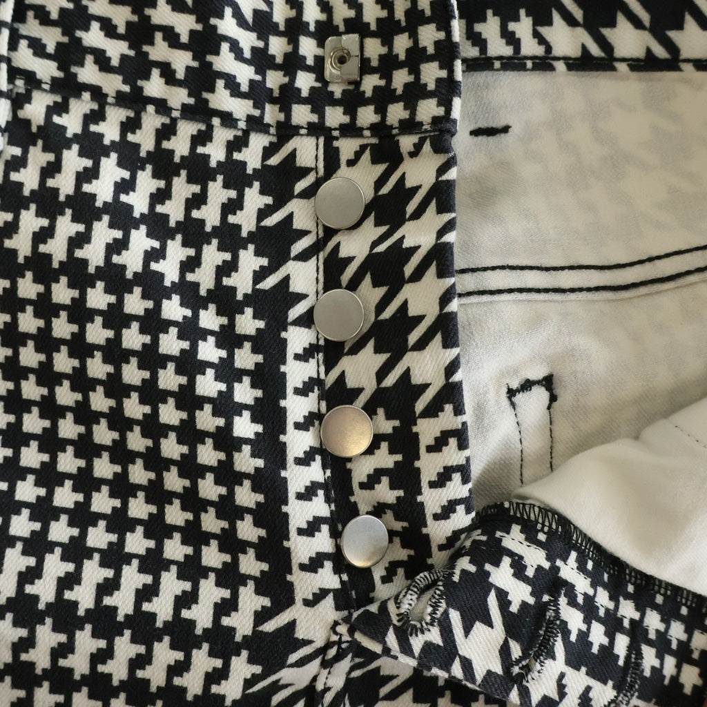 BALMAIN(バルマン) ダメージ加工 千鳥柄 ストレッチ デニム スキニーパンツ W7H9008T022D ブラック/ホワイト