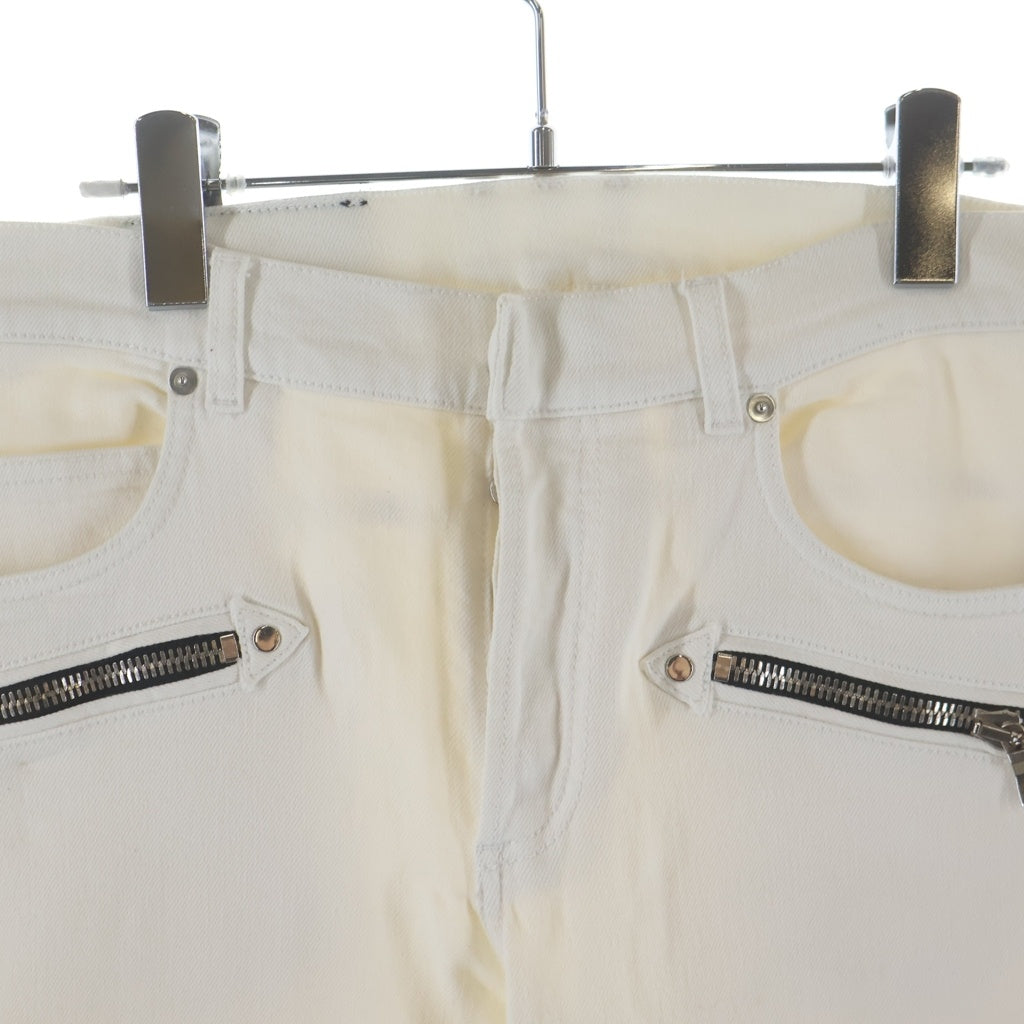 BALMAIN(バルマン) ダブルジップ 蛇腹バイカー デニムパンツ ジーンズ ホワイト S8H9131T138