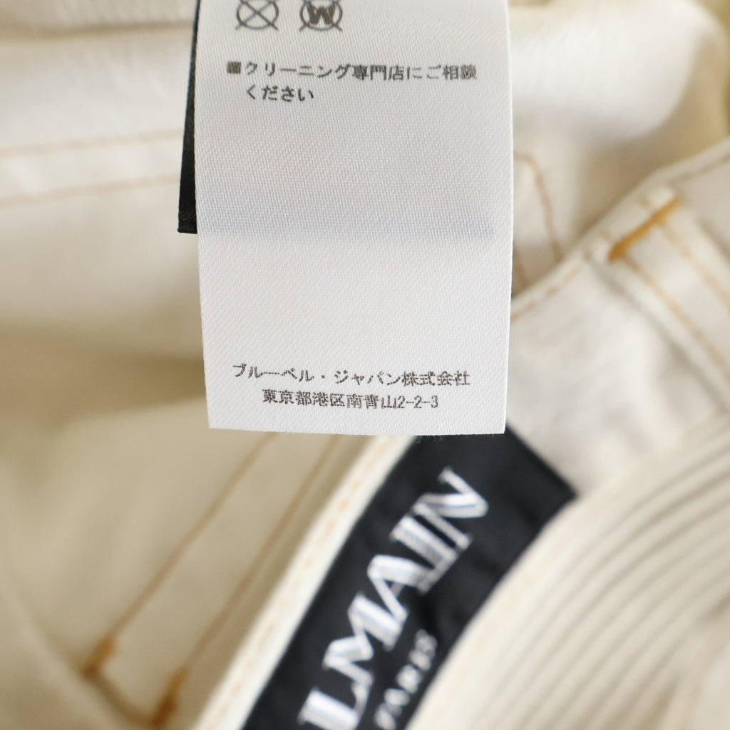 BALMAIN(バルマン) 蛇腹バイカー デニムパンツ ジーンズ S7H9551T022 ホワイト