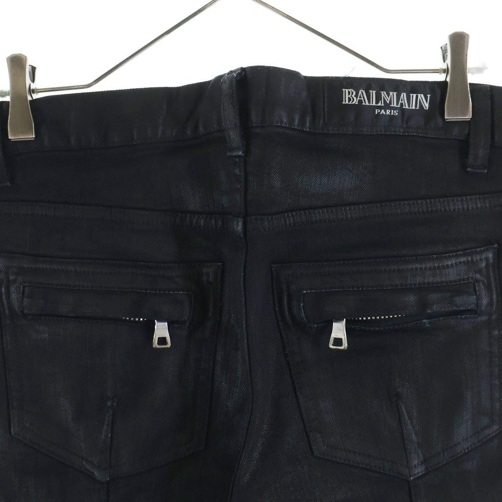 BALMAIN(バルマン) コーティング スキニーパンツ デニム T548 B363 ブラック