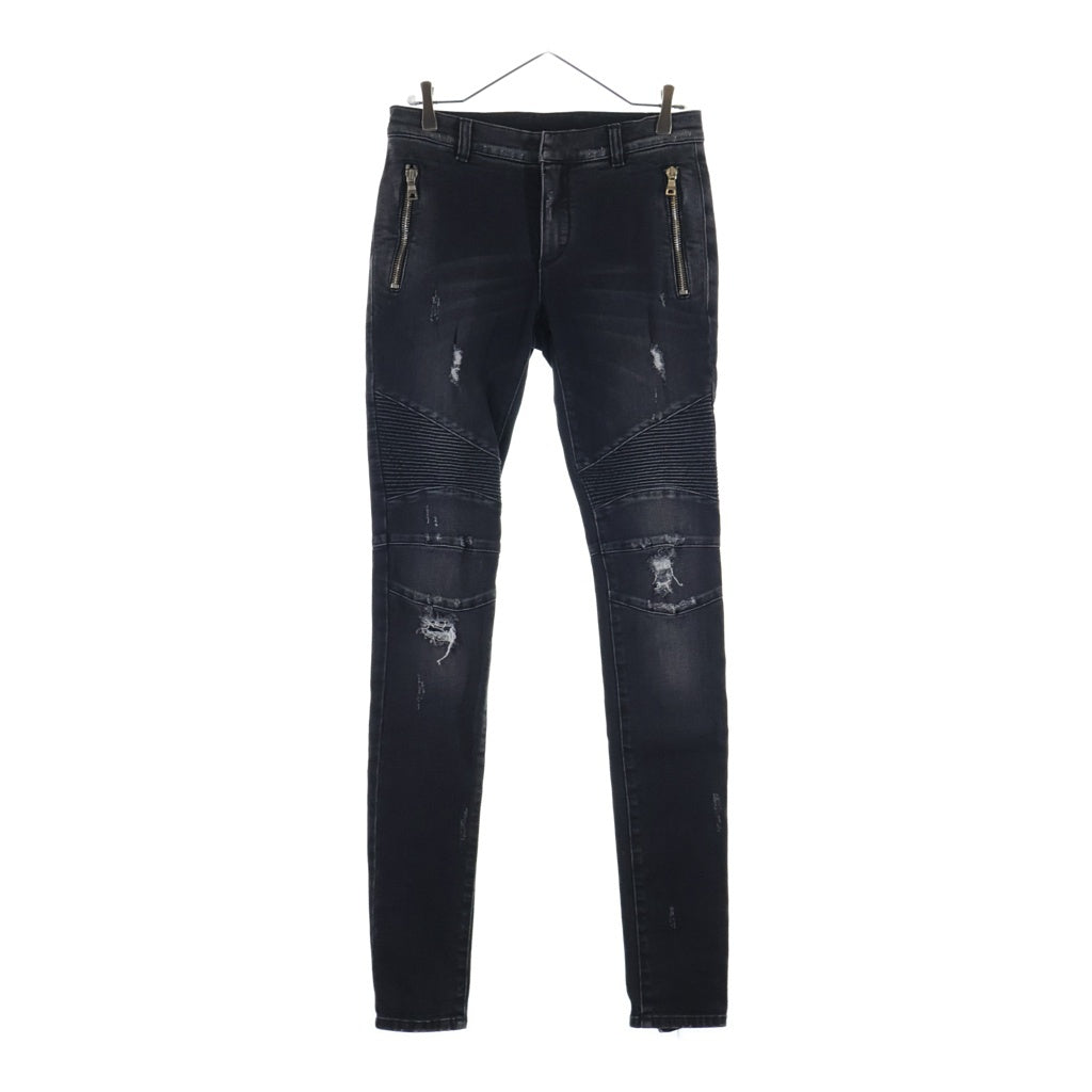 BALMAIN(バルマン) 蛇腹 クラッシュスキニーデニムパンツ S7H9528T097 ブラック