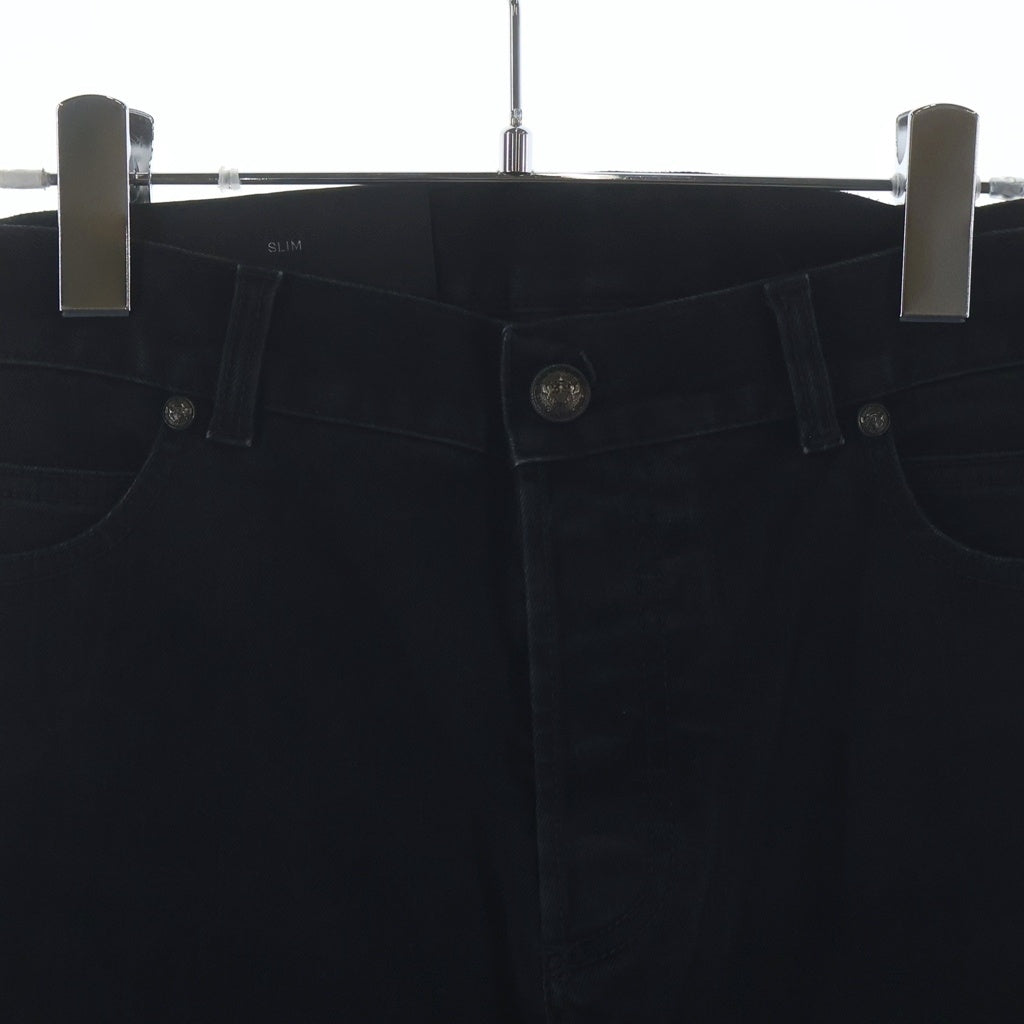 BALMAIN(バルマン) バックポケットロゴ ボタンフライ スリムストレートデニムパンツ ブラック SH05406Z543