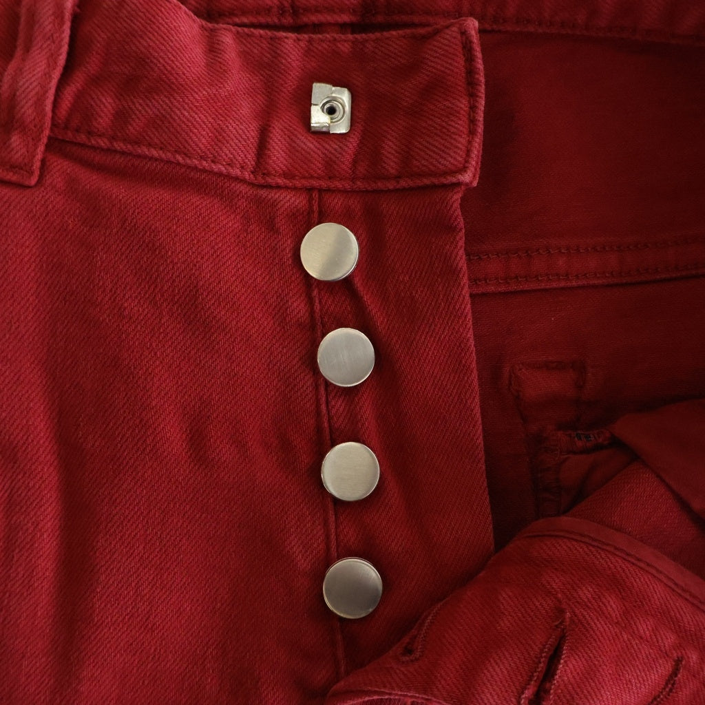 BALMAIN(バルマン) バイカー 蛇腹 ダメージ加工 スリム デニムパンツ ジーンズ レッド RH05130Z058