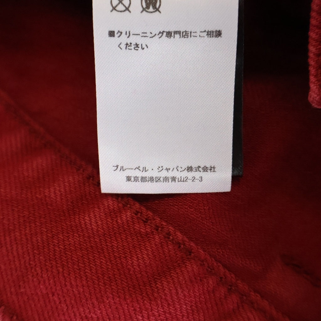 BALMAIN(バルマン) バイカー 蛇腹 ダメージ加工 スリム デニムパンツ ジーンズ レッド RH05130Z058