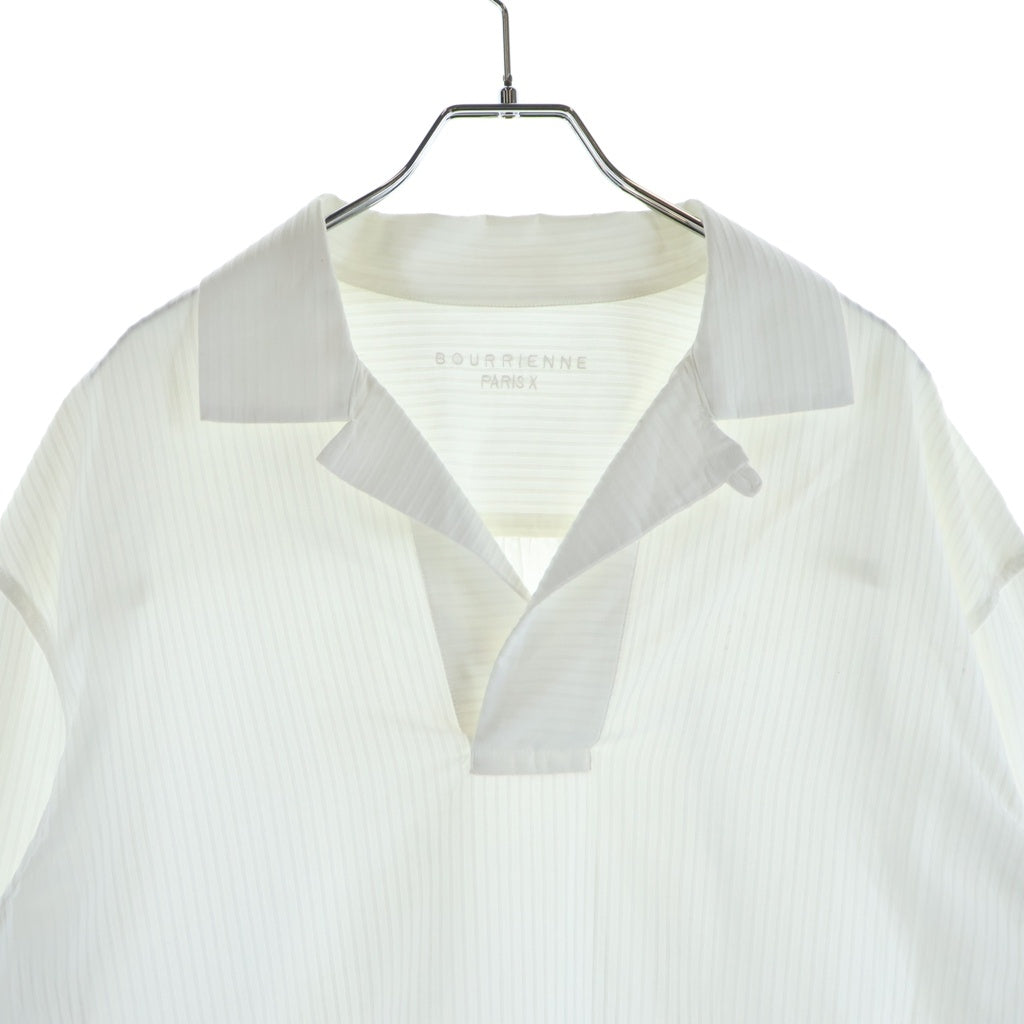 NO BRAND(ノーブランド) BOURRIENNE Paris X プルオーバー コットンストライプシャツ ホワイト 3303240300004