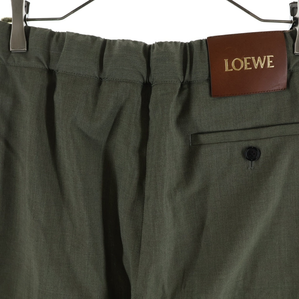 LOEWE(ロエベ) ドローストリング トラウザーズ ウール H526Y04WI2 カーキ