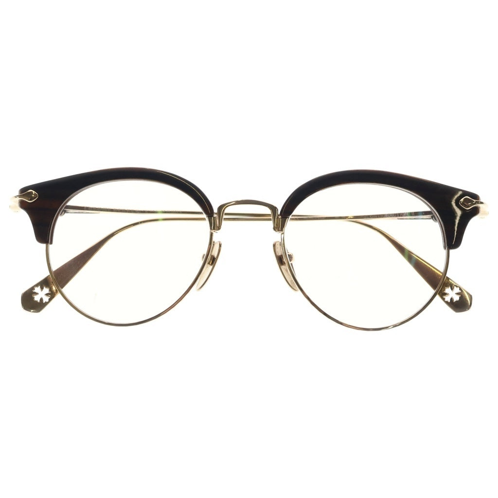 CHROME HEARTS(クロムハーツ) SLUNTRADICTION 2 CHプラス テンプル ハーフリム ウエリントン アイウェア 眼鏡 ブラウン/ゴールド