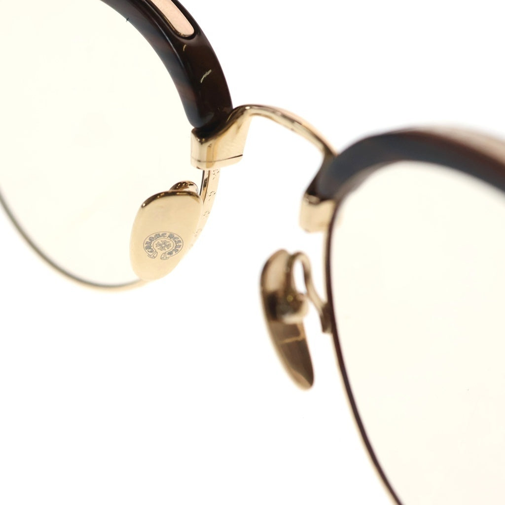 CHROME HEARTS(クロムハーツ) SLUNTRADICTION 2 CHプラス テンプル ハーフリム ウエリントン アイウェア 眼鏡 ブラウン/ゴールド