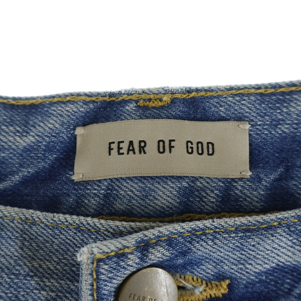 FEAR OF GOD ESSENTIALS(フィアオブゴッド エッセンシャルズ) SEVENTH COLLECTION ダメージ加工 ストレートデニムパンツ カットオフ インディゴ