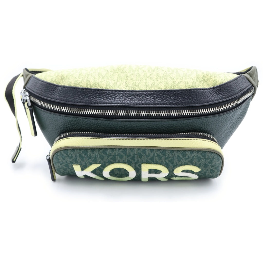 MICHAEL KORS(マイケルコース) 総柄 KORS刺繍 ボディバッグ グリーン ウエストバッグ PVC レディース