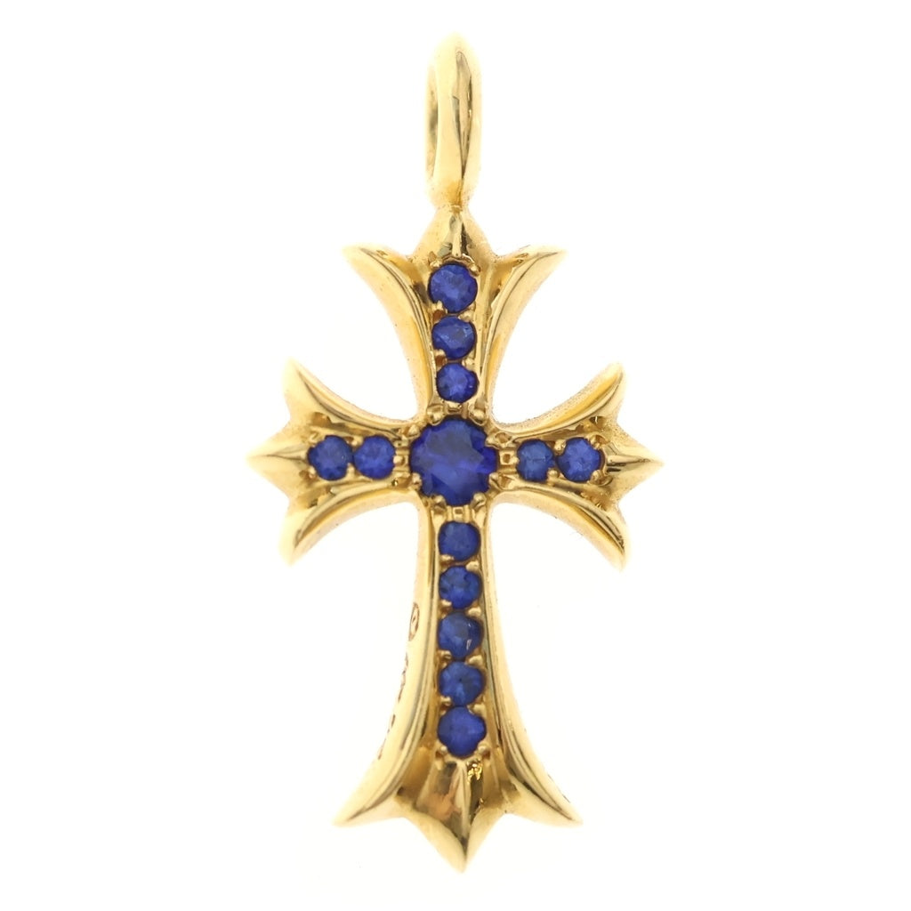 CHROME HEARTS(クロムハーツ) 22K TNY CRSF P/SAP タイニーファットクロス PAVEサファイア ペンダントトップ ゴールド