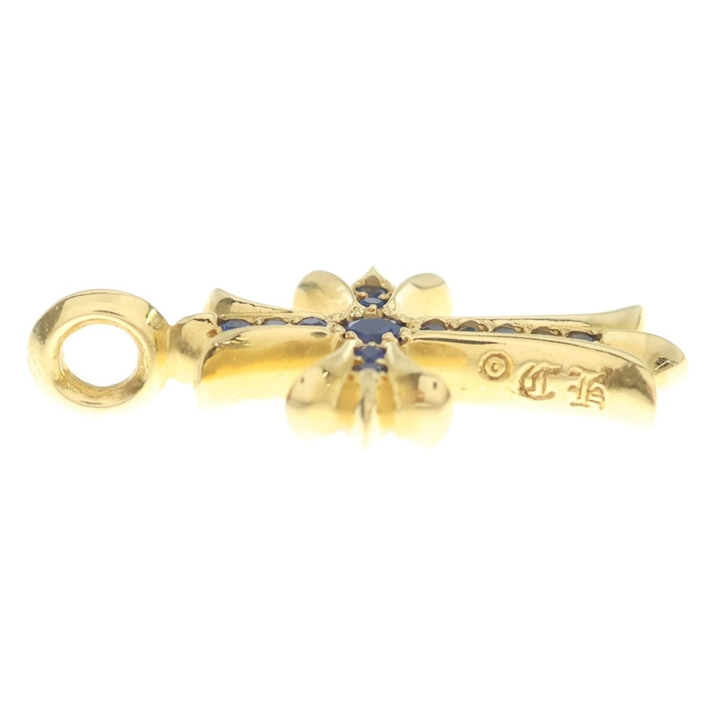 CHROME HEARTS(クロムハーツ) 22K TNY CRSF P/SAP タイニーファットクロス PAVEサファイア ペンダントトップ ゴールド