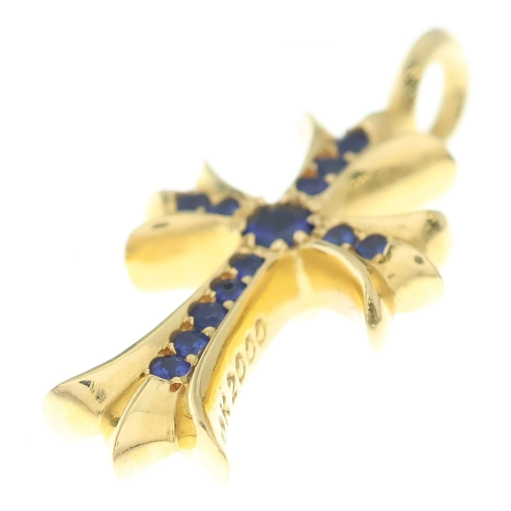 CHROME HEARTS(クロムハーツ) 22K TNY CRSF P/SAP タイニーファットクロス PAVEサファイア ペンダントトップ ゴールド