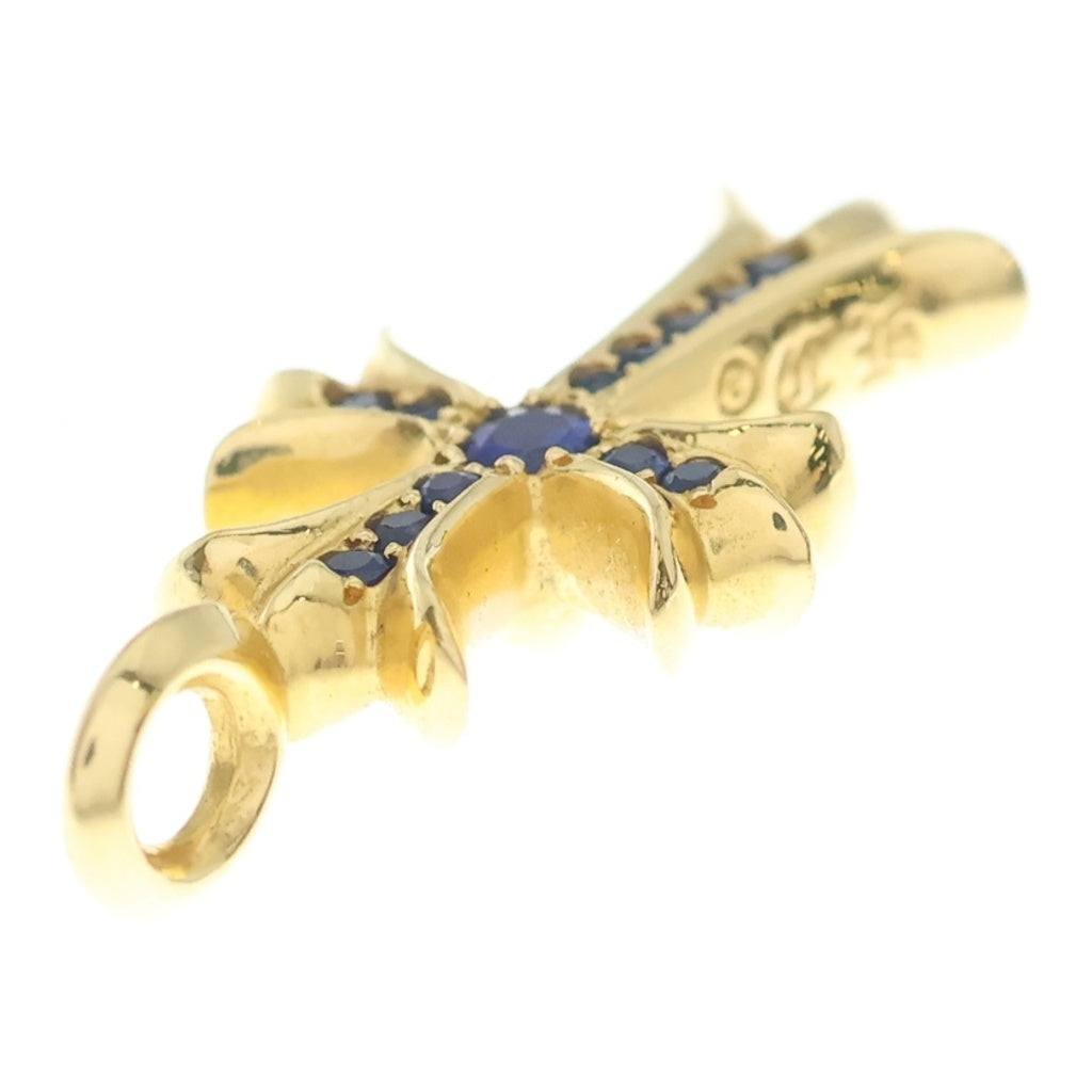 CHROME HEARTS(クロムハーツ) 22K TNY CRSF P/SAP タイニーファットクロス PAVEサファイア ペンダントトップ ゴールド