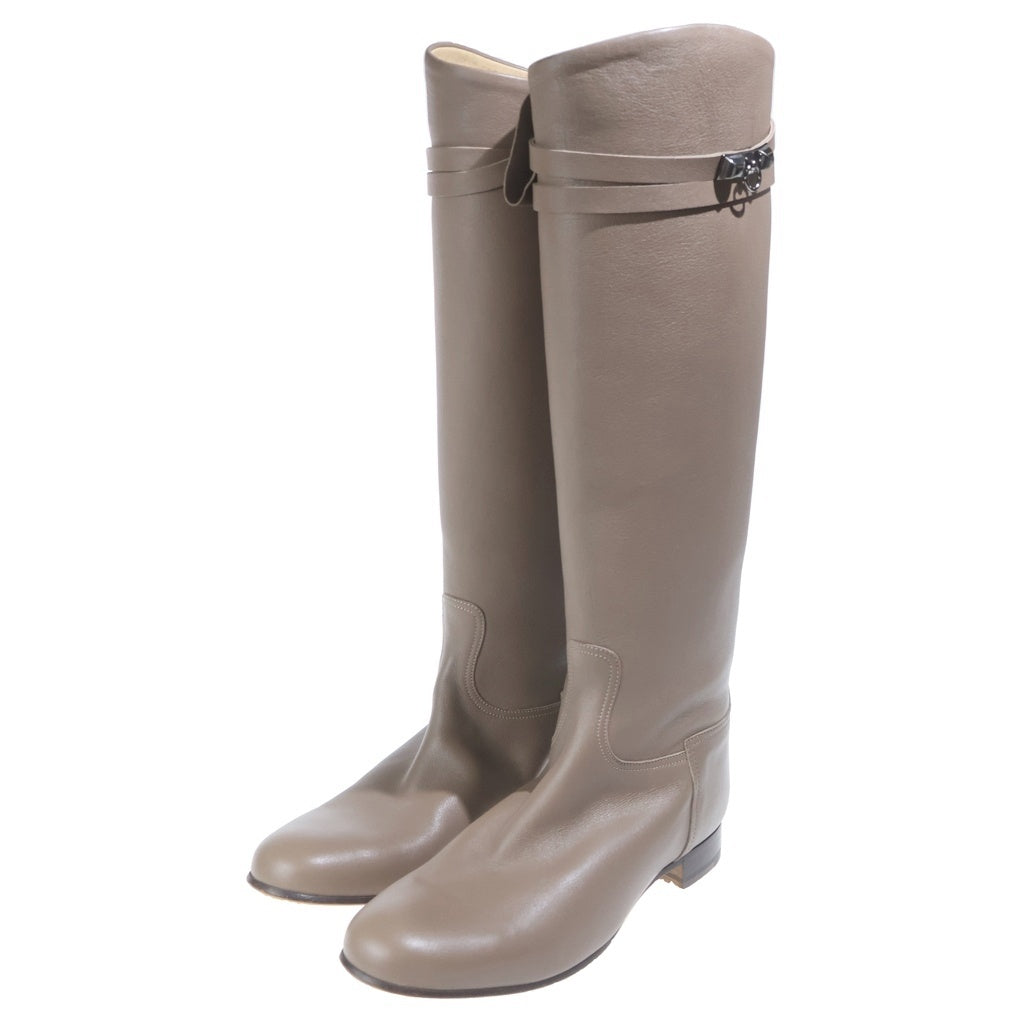 HERMES(エルメス) Collier de Chien boots コリエドシアン レザー ロングブーツ ベージュ レディース