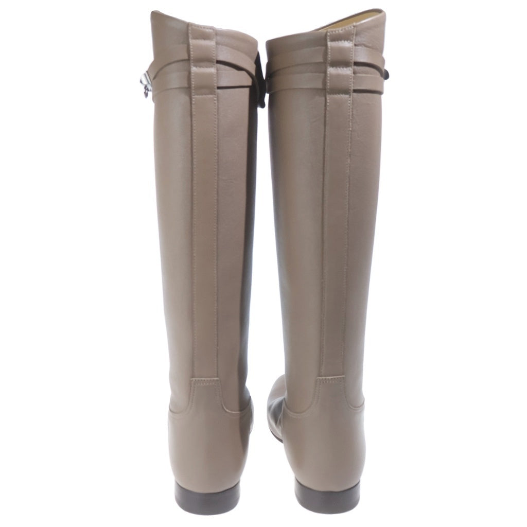 HERMES(エルメス) Collier de Chien boots コリエドシアン レザー ロングブーツ ベージュ レディース