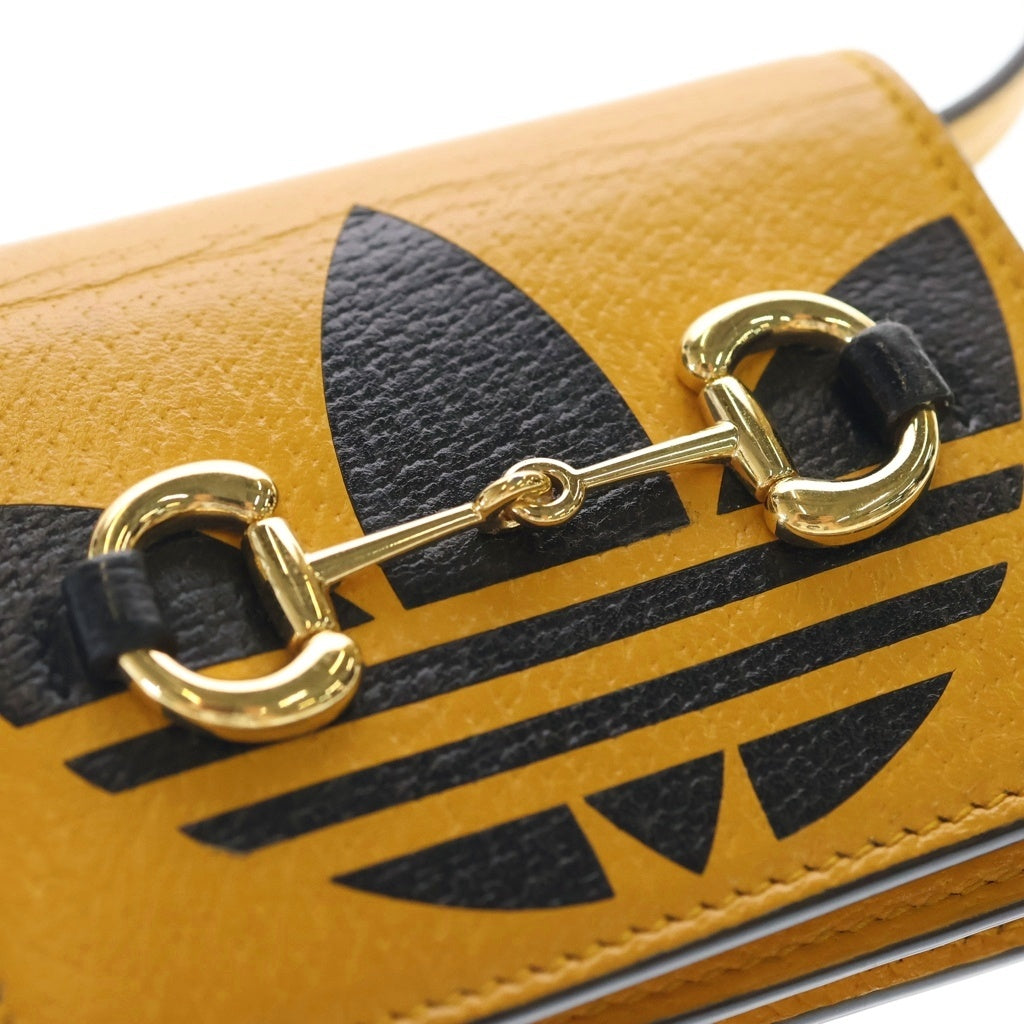 GUCCI(グッチ) × adidas ショルダーストラップ付 コンパクトウォレット 702248 イエロー レディース