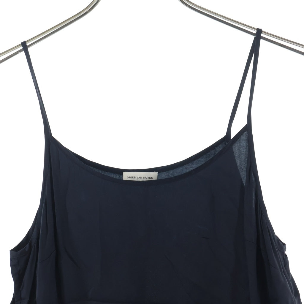 DRIES VAN NOTEN(ドリスヴァンノッテン) Feather Skirt Slip Dress フェザー装飾 スリップワンピース ブラック/ブルー レディース