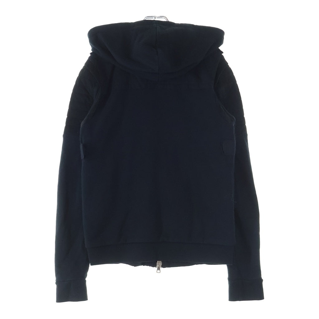 BALMAIN(バルマン) hooded biker jacket ジップアップバイカーフーディ S6HJ819B139C ネイビー/ブラック