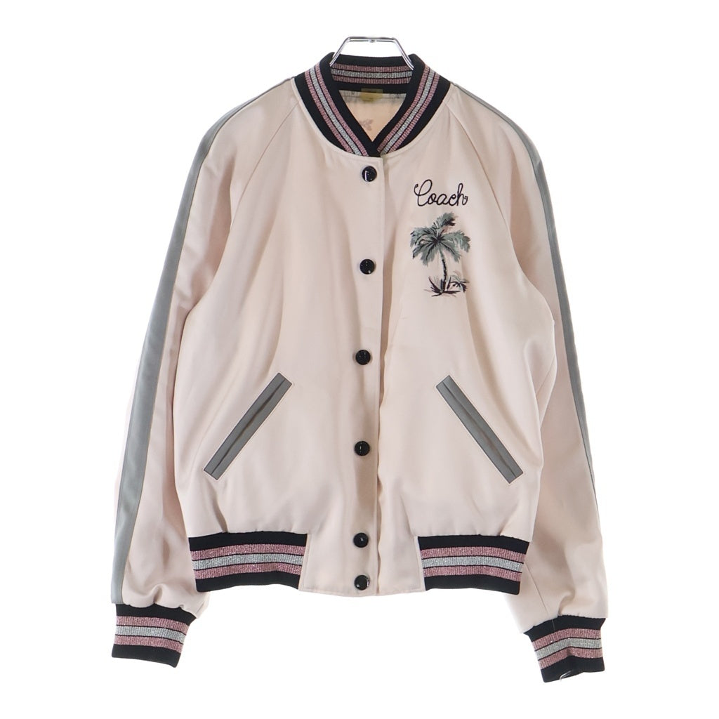 COACH(コーチ) Reversible souvenir jacket ココヤシ刺繍 リバーシブル スーベニアジャケット ピンク レディース